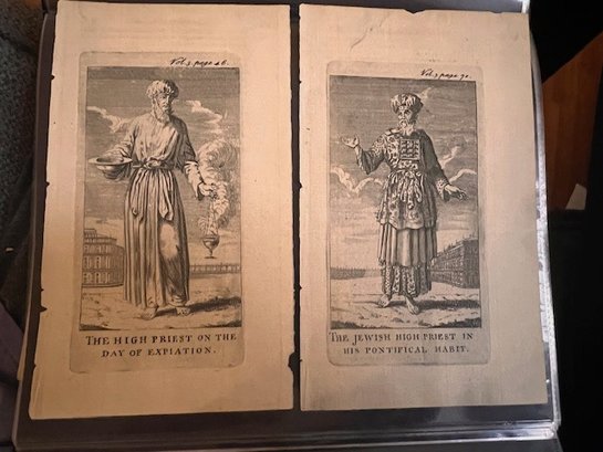 RARE ~ A Pair Of Antique Engravings Of Jewish High Priests Circa 1747