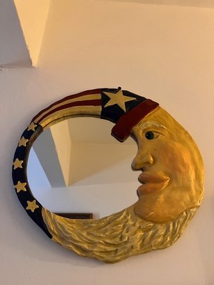 A Pair OF Of Uncle Sam Round Wall Mirrors Approx 12' Each