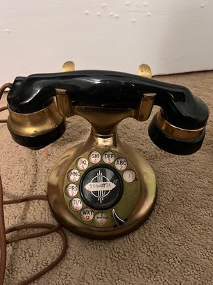 A Converted Rotary Phone With Brass Bass And On Hand Set Brass 102