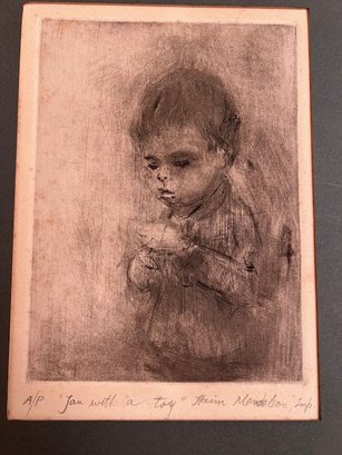Haim Mendelson 'Jan With A Toy' A/P Etching