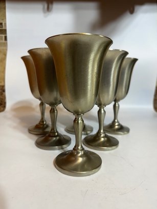 A GROUP OF 6 PEWTER WINE CUPS Preisner