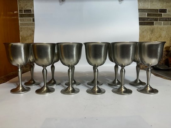 Group Of 12 Pewter Wine Cups Approx 4' Tall Preisner 2162