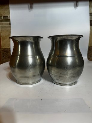 A Pair Of Pewter Cups By Woodbury