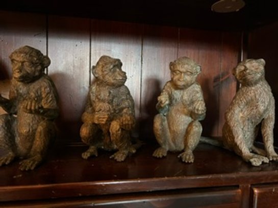 A Group Of 4 Metal Monkeys Approx 7' Tall ~ What Personalities!
