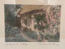 An Original Wallace Nutting Hollyhock Cottage Hand Colored Photograph