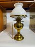 A Hobnail And Brass Oil Lamp