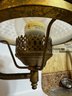 Mid Century Student Lamp Brass With Hobnail Milk Glass Shade