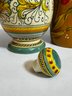 A Pair Of Italian Hand Painted Ceramic Vase And Cruet