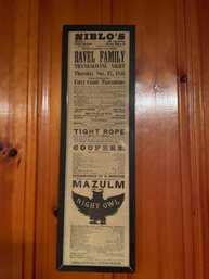 WOW ORIGINAL Antique Playbill For NIBLO'S Ravel Family  Thanksgiving 1851