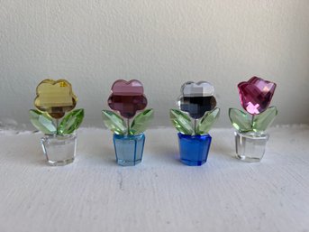 Set Of 4 Happy Flower Swarovski Minis