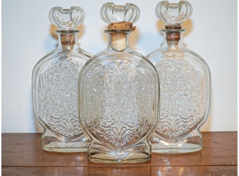 3 Vintage Glass Decanters