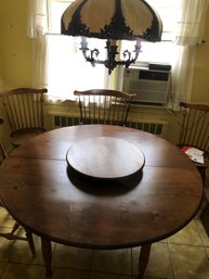 Exceptional Solid Table With Lazy Susan And 6 Chairs 60' Round Plus Leaf