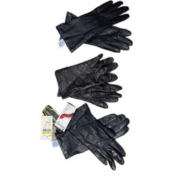 Group Of Black Leather Gloves One New With Tags