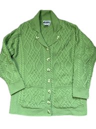 Aran Hand Knit Sweater Size XL NWOT Apple Green