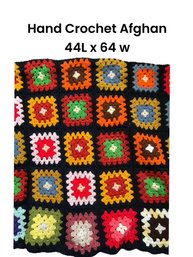 RETRO 1970'S HAND CROCHETED AFGHAN 44 X 64 GREAT COLORS