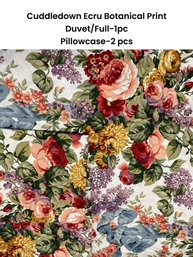 Cuddledown Full Size Set Botanical Roses Ecru Print