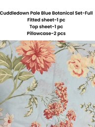 Cuddledown Pale Blue Botanical  Full Size Sheet Set