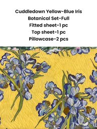 Cuddle Down Yellow And Blue Iris Full Size Sheet Set