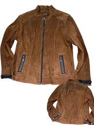 Dennis Basso Chocolate Brown Suede Jacket (#1) Size Large