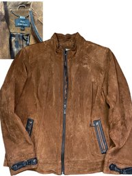 Dennis Basso Tobascco Suede Jacket Zipper Front Size Large See Detailing
