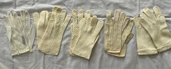 Group Of White Women's Gloves 5 Pairs Mostly Crochet