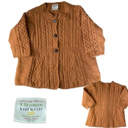 Goldenrod Aran Sweater Button 100 Wool Siz XL