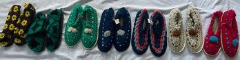 7 Pair Of Hand Crocheted Slippers Size 6-7