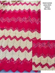 Crocheted Zigzag Wave Blanket  54 X 66'