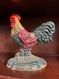 Cast Iron Painted Rooster, Doorstop? Approx 9'