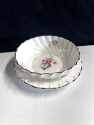 Small Bowl And Saucer 'fragrance' Bone China Made In England Adderley