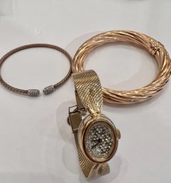 2 Bracelets And Watch Made In Italy Milor, Sterling Silver