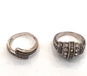 2 Sterling Silver And Marcasite Rings Mint