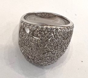 Sterling Silver And Crystal Ring Size 7-7 1/2