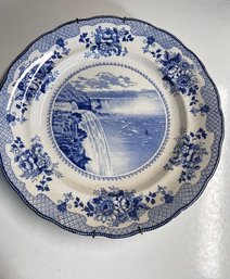 Buffalo China Niagra Falls Antique Blue And White Plate