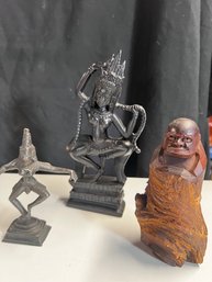 Group Of 3 Buddha And Goddess Statues