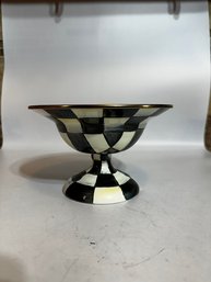 A Mackenzie Childs Courtly Check Footed Candy Dish/shallow Footed Bowl