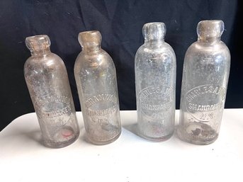 RARE RARE ~ Group Of 4 Antique Charles A Wood Glass Bottles From Shandaken, NY