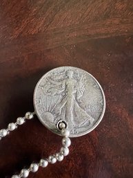 1945 Silver Walking Liberty Coin/key Chain