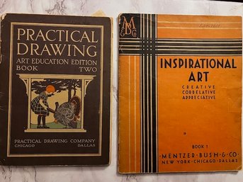 A Pair Of 1930's Art Instruction Books, With Serigraphs Inspirational Art And Practical Drawing