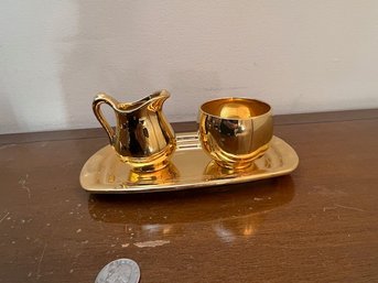 3 Piece Set 22 Kt Gold Creamer And Sugar Bowl Smith Taylor