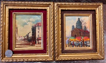 Pair Of European Small Paintings Signed