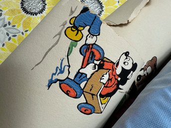 Incredible Roll Of Silkscreened VINTAGE DISNEY Wall Paper!