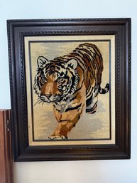 Needlework Of A Tiger Framed Approx 20 X 24 1971