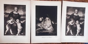 A Group Of 3 Vintage Lithographs Madonna Etc Approx 6 X 8'