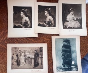 Group Of 5 Lithographs Approx 6 X 8 Various Artists Beautiful Printing