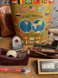 DESK Organizers, Big Idea Clip Flag Trash Can, Vintage Pencil Sharpener!