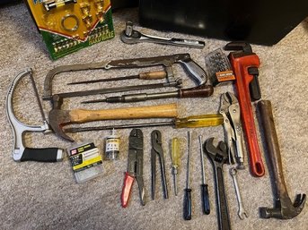 Nice Group Of Tools Wrenches, Hammers, Plumbers Wrench, Saw Etc!