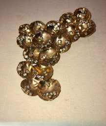 Stunning Vintage Cluster Gold Tone Pin With Swarovski Crystals
