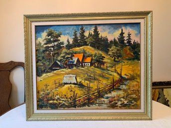 An Ethereal Ukrainian Landscape Painting On Canvas Signed Framed 18 X 22 Plus Frame