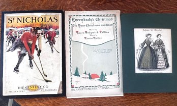 A Vintage Group Of Three Winter Holiday Ephemera, Music, Fashion, Sports!